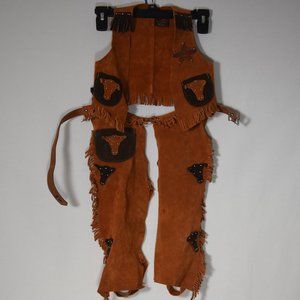 John R. Craighood Co Western Vest and Chaps, Small. Leather.